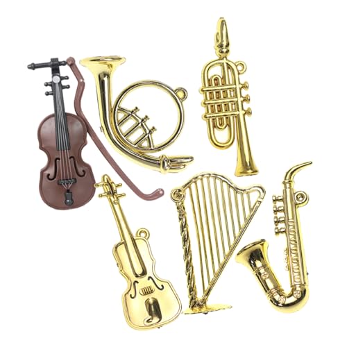 SKISUNO 6 Stück Mini Musikinstrument Spielzeug Musikinstrument Mini Instrumentenmodell Fotografie Requisiten Saxophon Spielzeug Miniaturmodell Puppenzubehör von SKISUNO