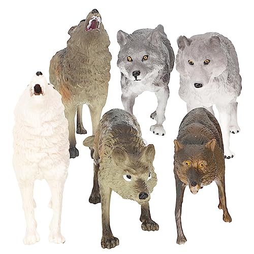 SKISUNO 7 Stück Winterwolfrudel Modell Polarwolf Tiere Figuren Wolf Spielzeugfiguren Babyanzüge Polarwolf Figuren Spielzeug Kinder Spielen Spielzeug Outdoor Spielzeug Wilde Lebendige von SKISUNO