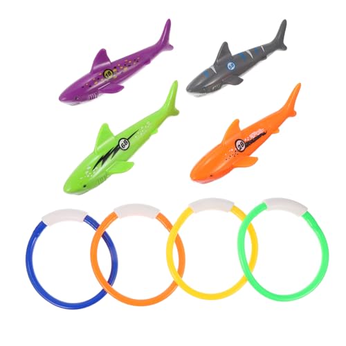 SKISUNO 8 Stück Teiliges Pool mit Weichen Tauchringen und Robusten Unterwasser Haifiguren aus Farbenfrohes Wasserspielzeug für Tauchenlernen und Sommerspaß im Schwimmbad SKISUNO 8 Stück Teiliges Pool mit Weichen Tauchringen und Robusten Unterwasser Haifiguren aus Farbenfrohes Wasserspielzeug für Tauchenlernen und Sommerspaß im Schwimmbad von SKISUNO
