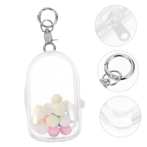 SKISUNO Aufbewahrungstasche Figur Transparente Figuren Präsentationstasche mit Schlüsselanhänger Beutel Hängende Tragbare Sammlervitrine PVC Puppentasche Schlüsselanhänger mit Pompom Kugel von SKISUNO