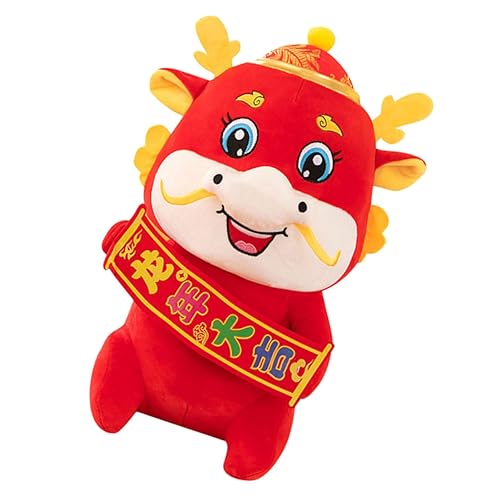 SKISUNO Chinesisches Kinder Chinesischer Drache Plüschtier Jahr des Drachen Stofftier Chinesisches Neujahrspuppenspielzeug Neujahrs Maskottchen Tierkreiszeichen Drachenpuppe Feng Shui von SKISUNO