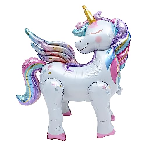 SKISUNO Einhorn-ballon Feierballon Aufblasbare Ballondekoration 4d-einhorn-luftballons Cartoon-tier-ballon Luftpumpe Für Ballons Aufblasbarer Folienballon Fantasy-tierballon Aluminiumfolie von SKISUNO