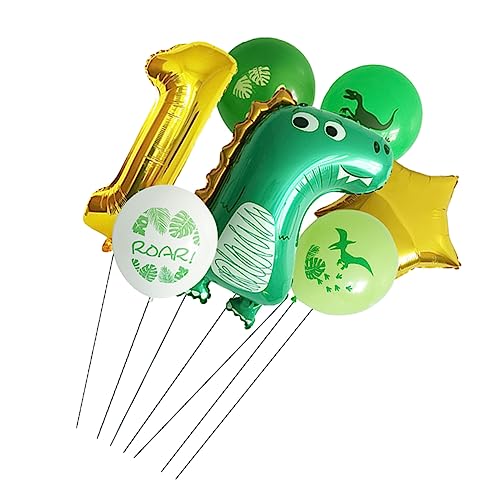 SKISUNO Folienballon Dinosaurier Nummer 1 Geburtstagsdeko Kindertag Partydekoration Dekorative Luftballons Für Dino Themenfeiern Goldener Farbton von SKISUNO