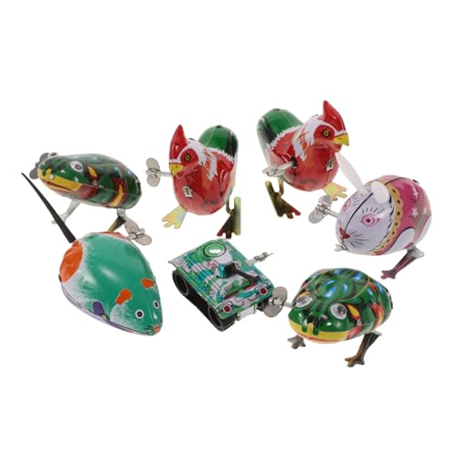 SKISUNO Frühe Playthings Lustige Uhrwerk Feder zum Aufziehen Vintage Blechspielzeug Metallfrosch Lustige Auftreten Kaninchen Hahn Spielzeug Vintage Aufziehspielzeug aus Partygeschenk von SKISUNO