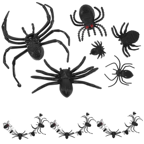 SKISUNO Gefälschte Modell Realistische Gefälschte Spinne Künstliche Schwarze Spinne Modell Party Spinnendekoration aus Spinnenspielzeug Halloween Streich Requisiten für Halloween Party von SKISUNO