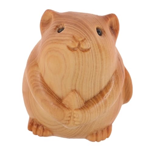 SKISUNO Hamstermodell Aus Holz Dekorative Tierstatue Geschnitztes Hamsterdekor Holzhandwerkstier Holzgeschnitzte Hamsterstatue Geschnitztes Tierdekor Tierornament Hölzern Light Brown von SKISUNO