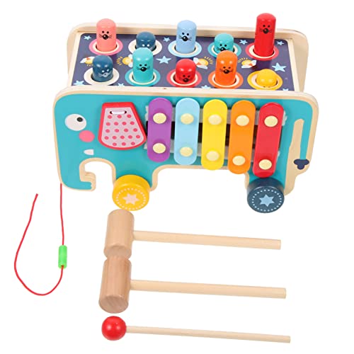 SKISUNO Spielzeuge Holzhammer Schlagspielzeug Xylophon Pädagogisches Lernspielzeug Für Kinder Handkoordinationsspiel Holzspielzeug Set 2 in 1 Musik Und Schlagspiel Baby Motorikspielzeug von SKISUNO