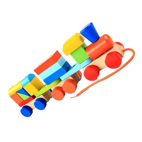 SKISUNO Holzspielzeug Für Kleinkinder 1PC Bunte Zieh Und Lernspielzeug Lokomotive Für Babys Traction Toy Für Frühe Entwicklung Und Motorische Fähigkeiten Perfekt Für Kleinkinder Ab 1 von SKISUNO