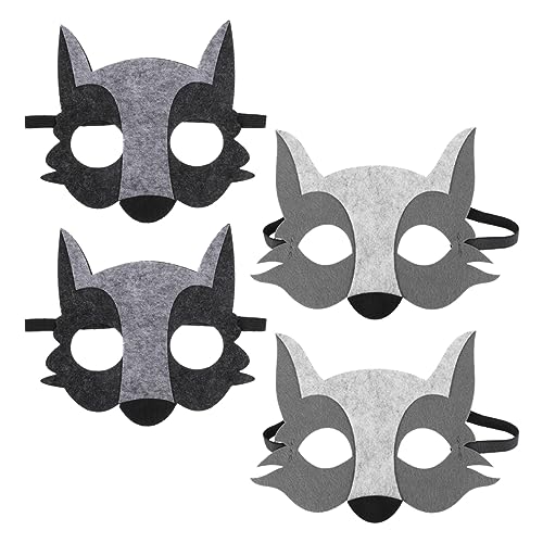 SKISUNO Karnevalspartyzubehör aus Werwolf Kostüm Wolfsmasken Wolfskopfmasken Halbgesichtsmaske Horror Horror Party Cosplay Kostüm Anziehmaske Tiere Cosplay Filz Maskerade Maske für Kinder von SKISUNO