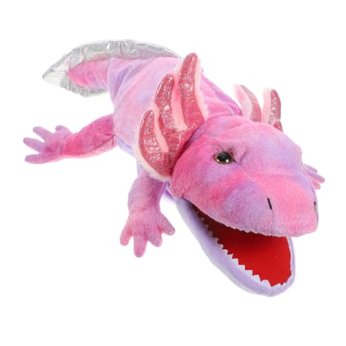 SKISUNO Kleinkindspielzeug Früherziehungsspielzeug Plüschtier Handpuppe Niedliche Ausgestopfte Kinderpuppe Tierspielzeug Salamander Axolotl Handpuppe mit Offenem Beweglichem Mund Kawaii von SKISUNO