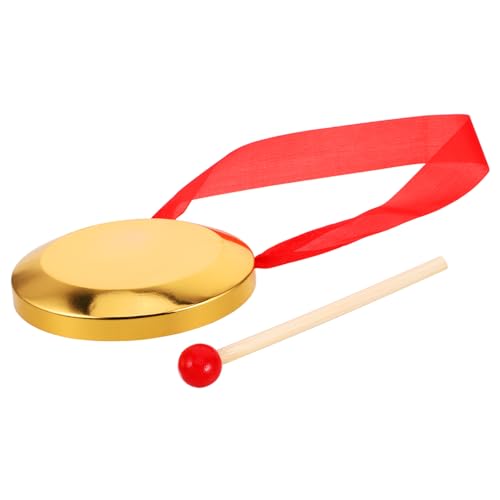 SKISUNO Kupfer-gong, Mini-handgong Mit Schlägel Und Rotem Band Zum Aufhängen, Tragbarer Feier-gong, Mini-Percussion-musikinstrumente Für Kinder, 12 cm von SKISUNO