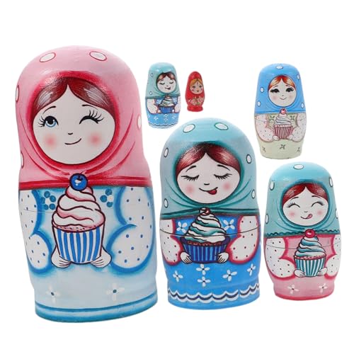 SKISUNO Lagige Russische Nesting Puppen aus Holz Handbemalt Pädagogisches Stapelspielzeug für Fördert Feinmotorik und Problemlösung Leicht und Tragbar Traditionelle Dekoration SKISUNO Lagige Russische Nesting Puppen aus Holz Handbemalt Pädagogisches Stapelspielzeug für Fördert Feinmotorik und Problemlösung Leicht und Tragbar Traditionelle Dekoration von SKISUNO
