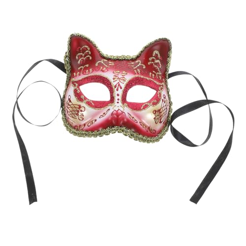 SKISUNO Maske Cosplay Dekorativ Halloween Katze Partygeschenk Partyzubehör Plastik Rot von SKISUNO