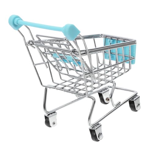 SKISUNO Mini Einkaufswagen Für Kleiner Einkaufswagen Aus Ideal Für Rollenspiele Im Supermarkt Mini Shopping Basket Für Leicht Und Handlich Hellblau von SKISUNO