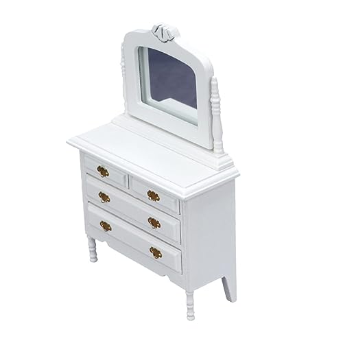 SKISUNO Puppenhaus Schminktisch Mini Holz Mit Spiegel Puppenhaus Dekoration Kleiner Haus Schminktisch Zubehör Weiß SKISUNO Puppenhaus Schminktisch Mini Holz Mit Spiegel Puppenhaus Dekoration Kleiner Haus Schminktisch Zubehör Weiß von SKISUNO