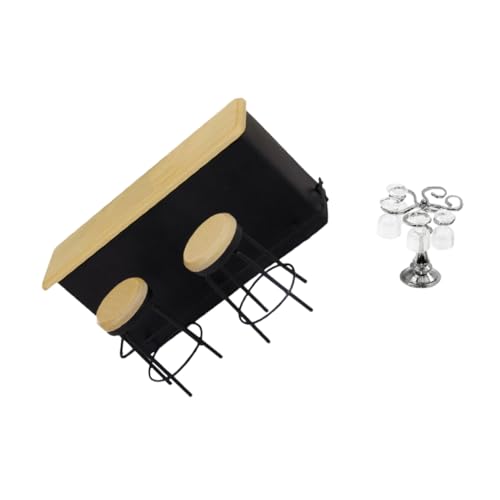 SKISUNO Miniatur Puppenhaus Bar Set Silber mit Bartresen Barhockern und Quadratischen Gläsern Mini Haus Zubehör für Food Play Set und Afternoon Tea Dekoration SKISUNO Miniatur Puppenhaus Bar Set Silber mit Bartresen Barhockern und Quadratischen Gläsern Mini Haus Zubehör für Food Play Set und Afternoon Tea Dekoration von SKISUNO