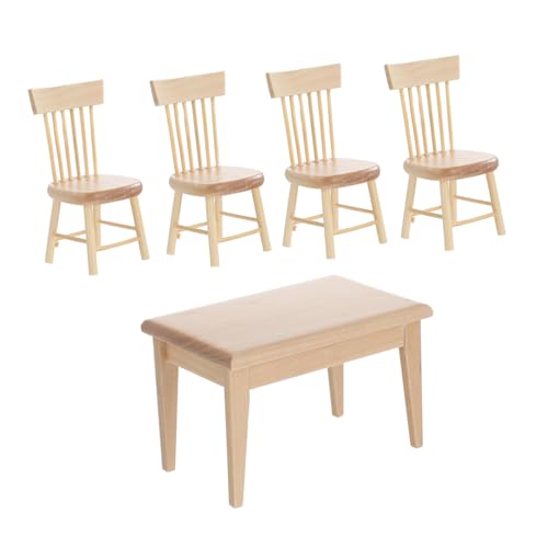 SKISUNO Miniatur Puppenhaus Möbel Set aus Hochwertigem Eichenholz Teiliges Tisch und Stuhl Miniaturmöbel Zubehör für Puppenhaus Dekoration und DIY Modelle SKISUNO Miniatur Puppenhaus Möbel Set aus Hochwertigem Eichenholz Teiliges Tisch und Stuhl Miniaturmöbel Zubehör für Puppenhaus Dekoration und DIY Modelle von SKISUNO