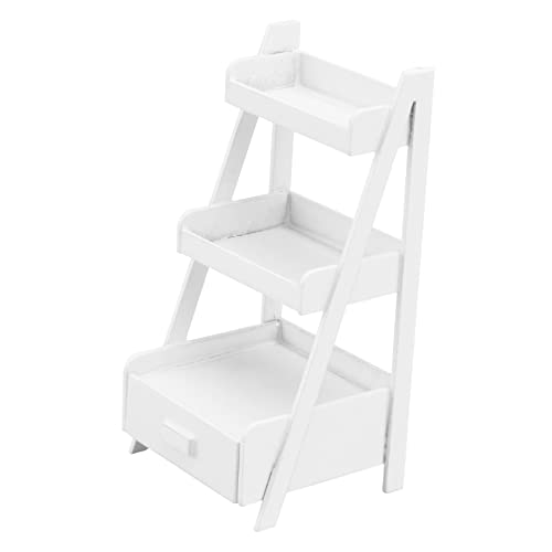 SKISUNO Miniature Storage Shelf Modell Für Puppenhaus Dekoration Weißes 3 Layer Regal Für Figurinen Und Ideal Für Dollhouse Zubehör Und Miniaturbau von SKISUNO