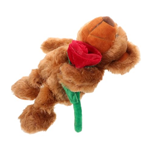 SKISUNO Niedlicher Stoffbär Mit Rosen-weihnachtsbärenpuppen Für Freundin, Liebhaber Am Valentinstag, Weiches Plüschtier Für Romantischen Geburtstag von SKISUNO