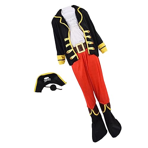 SKISUNO Piratenkostüm Für Kinder 1 Set L Inkl Piratenhut Halloween Maskeradekostüm Für Jungen Ideal Für Karneval Und Piratenpartys Authentisches Piratenzubehör von SKISUNO