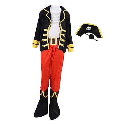 SKISUNO Piratenkostüm Für Kinder XL Piratenhut Und Maskerade Kostüm Für Halloween Und Piratenpartys Ideales Verkleidungsspielzeug Für Kleine Abenteurer von SKISUNO