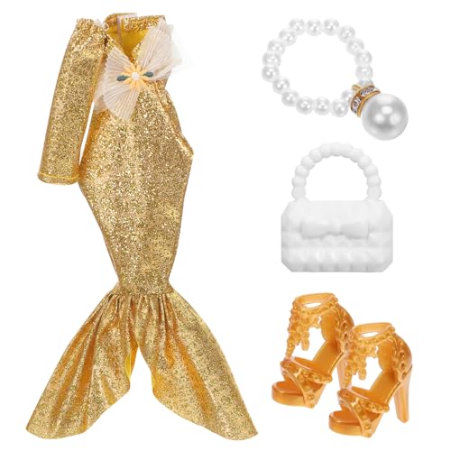 SKISUNO Puppen Outfit Elegantes Meerjungfrau Abendkleid mit Glitzer und Pailletten Handtasche Halskette und Schuhen Stilvolle Puppenkleidung für Kreatives Verkleiden und Modespaß SKISUNO Puppen Outfit Elegantes Meerjungfrau Abendkleid mit Glitzer und Pailletten Handtasche Halskette und Schuhen Stilvolle Puppenkleidung für Kreatives Verkleiden und Modespaß von SKISUNO
