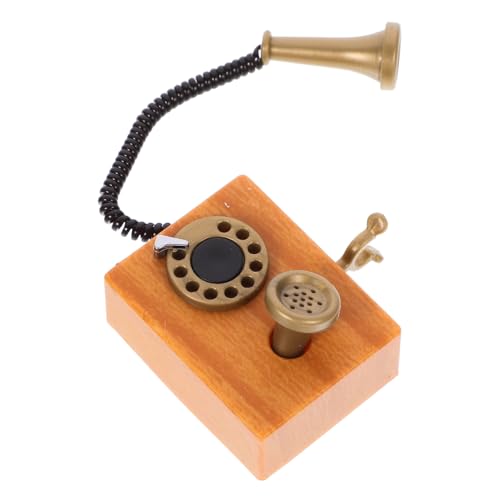 SKISUNO Puppenhaus Telefon Min Telefonmöbel Mini-Telefon Mini- - Gefälschtes Telefon Mini-hausverzierung Kleine Telefonstatue Mini-Telefon- Plastik Light Brown von SKISUNO