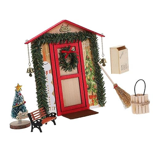 SKISUNO Puppen Puppenhaus Set Mit Weihnachtsdekor Für Puppenhaus Miniatur Tür Und Szenenmodelle Für Festliche Anlässe Ideal Als Partygeschenke Und Zur Verschönerung Von Mikrolandschaften von SKISUNO