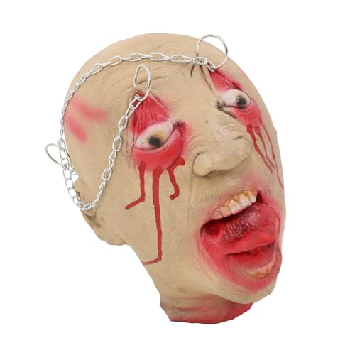 SKISUNO Realistisches Halloween Kopf Anhänger Horror Requisite Blutiges Schädel Deko Gruselige Party Dekoration für Spukhaus Garten Bühne Platzsparend für Halloween Fest SKISUNO Realistisches Halloween Kopf Anhänger Horror Requisite Blutiges Schädel Deko Gruselige Party Dekoration für Spukhaus Garten Bühne Platzsparend für Halloween Fest von SKISUNO