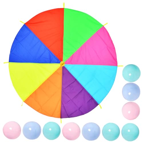 SKISUNO Regenbogen Fallschirm Outdoor Party Schwungtuch Kooperation Muskelaufbau Indoor und Outdoor Spiel für Kindergarten und Familie Zufällige Farbe Zufällige Farbe SKISUNO Regenbogen Fallschirm Outdoor Party Schwungtuch Kooperation Muskelaufbau Indoor und Outdoor Spiel für Kindergarten und Familie Zufällige Farbe Zufällige Farbe von SKISUNO