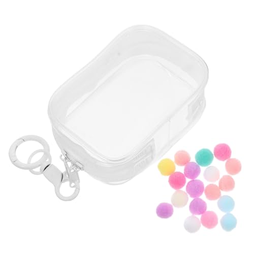 SKISUNO Transparente Aufbewahrungstasche Für Figuren Mit Schlüsselanhänger, Puppen-Organizer, PVC-puppenvitrine, Sammelbox, Organizer Mit Pompom-Ball Für Mini-Figuren Und Puppen von SKISUNO