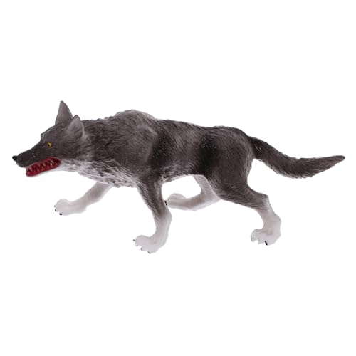 SKISUNO Wildtiermodell Kinder Tiermodell Wildtier Dekoration Wolf Figur Modellfigur Wolf Wolf-Kuchen-Deckel Kinderspielzeug Spielzeuge kleines Wolfsschiff Figuren für Kleinkinder Abs Grey von SKISUNO