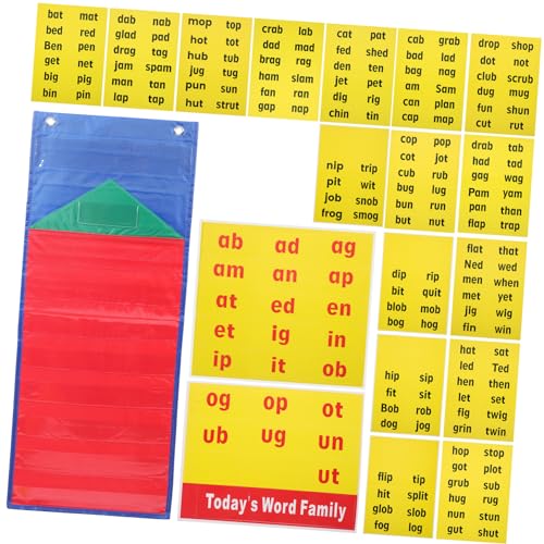 SKISUNO Wortkarten Beschriften Wortbildungs Taschendiagramm zum Aufhängen mit Alphabet der Mitte Lernspielzeug Rechtschreibwortkarte Taschendiagramm Wandspiele Lernkarten Englische Wörter von SKISUNO