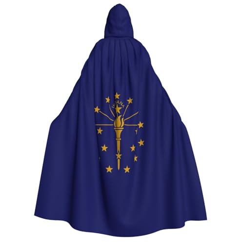 Indiana State Flag Print Unisex Kapuzenumhang Kostüm Damen Herren Vampir Halloween Cosplay Karneval Mottoparty von SKKNT