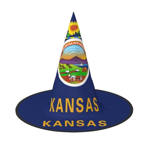 Kansas State Flag Print Halloween Hexenhut Erwachsene Halloween Hut Kostüme Hexen Hüte Halloween Dekor Party von SKKNT