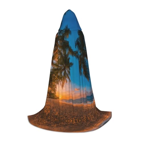 Kapuzenumhang mit Sonnenuntergang, hawaiianischer Palmenaufdruck, Unisex, verschiedene Zauberer-Robe, Halloween, Cosplay und Karneval, Gothic Kapuzenumhang mit Sonnenuntergang, hawaiianischer Palmenaufdruck, Unisex, verschiedene Zauberer-Robe, Halloween, Cosplay und Karneval, Gothic von SKKNT