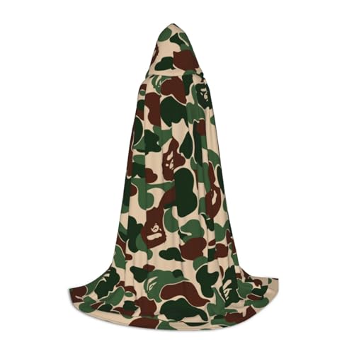 SKKNT Aniaml Halloween-Umhang mit Kapuze, Camouflage, grüner Druck, Renaissance, Gothic, Umhang für Cosplay, Kapuzenumhang, Unisex von SKKNT