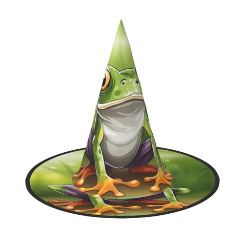 SKKNT Cartoon-Frosch-Druck, Kostüm, Partyhut, Karneval, Halloween, Hexenhut, faltbarer Hut für Themenveranstaltungen SKKNT Cartoon-Frosch-Druck, Kostüm, Partyhut, Karneval, Halloween, Hexenhut, faltbarer Hut für Themenveranstaltungen von SKKNT