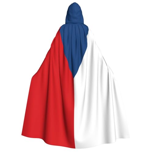 SKKNT Flagge der Tschechischen Republik Druck Unisex Kapuzenumhang Kostüm Damen Herren Vampir Halloween Cosplay Karneval Mottoparty von SKKNT