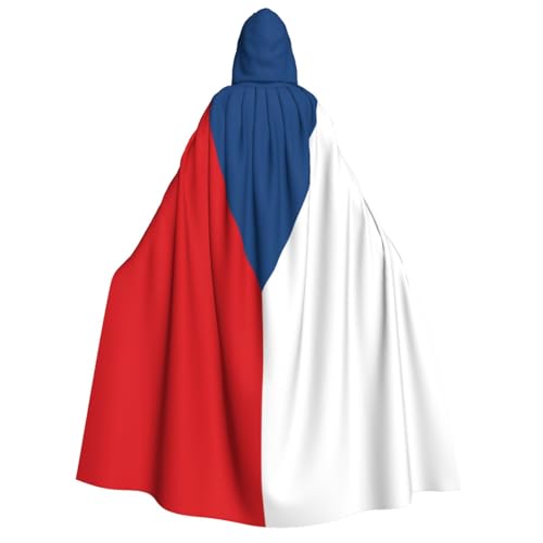 SKKNT Flagge der Tschechischen Republik Druck Unisex Kapuzenumhang Kostüm Damen Herren Vampir Halloween Cosplay Karneval Mottoparty von SKKNT