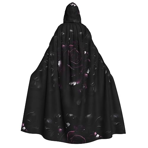 SKKNT Gothic-Rosen-Druck, Unisex, Kapuzenumhang, Kostüm für Damen und Herren, Vampir, Halloween, Cosplay, Karneval, Mottoparty von SKKNT