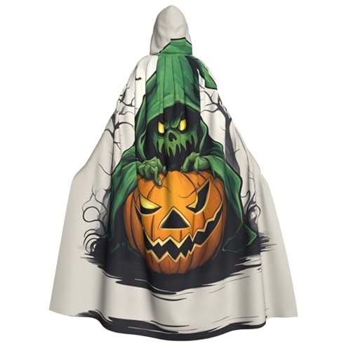 SKKNT Grüner Geist Horror Halloween Kürbis 1 Druck Unisex Kapuzenumhang Kostüm Damen Herren Vampir Halloween Cosplay Karneval Mottoparty von SKKNT