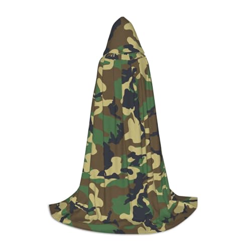 SKKNT Grüner Militär-Camouflage-Druck, Halloween-Kapuzenumhang, Renaissance, Gothic, Umhang für Cosplay, Kapuzenumhang, Unisex von SKKNT