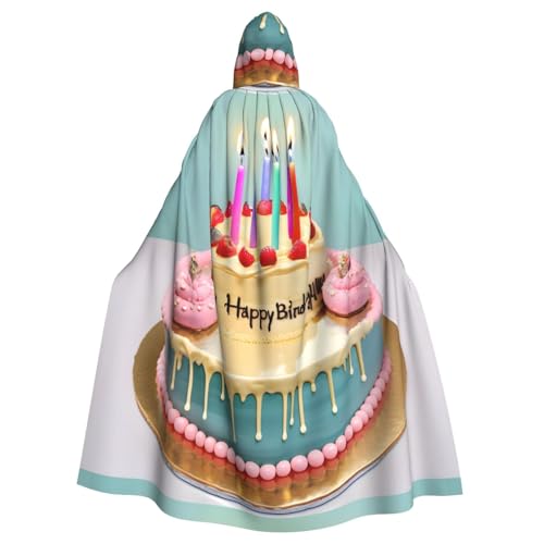 SKKNT Happy Birthday Big Cake Print Halloween Kapuzenumhang Karneval Mottoparty Halloween Hexe & Vampir Kostüme von SKKNT