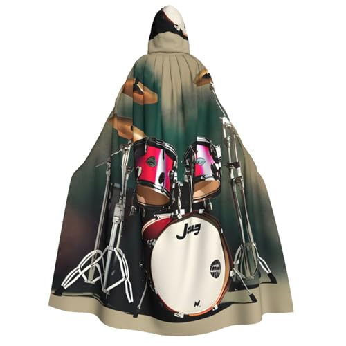 SKKNT Jazz Drum Print Gothic Umhang Halloween Kapuzenumhang Uni Umhang für Karneval Dekor Mottopartys von SKKNT