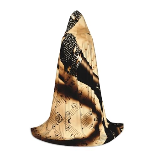 SKKNT Kapuzenumhang mit Mikrofon und Musiknoten-Druck, Unisex, verschiedene Zauberer-Robe, Halloween, Cosplay und Karneval, Gothic SKKNT Kapuzenumhang mit Mikrofon und Musiknoten-Druck, Unisex, verschiedene Zauberer-Robe, Halloween, Cosplay und Karneval, Gothic von SKKNT