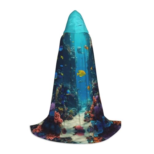 SKKNT Kapuzenumhang mit süßem blauem Fischdruck, Unisex, verschiedene Zauberer-Robe, Halloween, Cosplay und Karneval, Gothic SKKNT Kapuzenumhang mit süßem blauem Fischdruck, Unisex, verschiedene Zauberer-Robe, Halloween, Cosplay und Karneval, Gothic von SKKNT