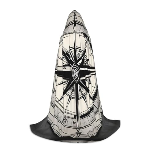 SKKNT Law Of The Compass Navigation 1 Print Halloween Hooded Cloak Full Length Cape With Hood For Men And Women For Carnival von SKKNT