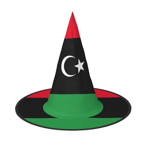 SKKNT Libysche Flagge Druck Halloween Hexenhut Erwachsene Halloween Hut Kostüme Hexen Hüte Halloween Dekor Party von SKKNT