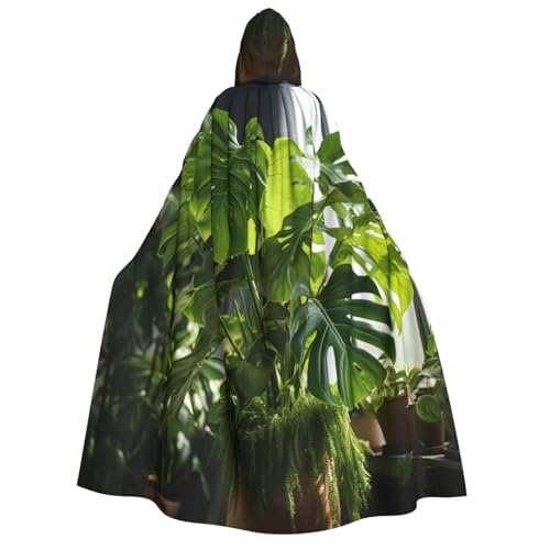 SKKNT Monstera Deliciosa Umhang mit Bananenpalmen-Druck, Gothic-Stil, Halloween, Kapuzenumhang, Uni, Umhang für Karneval, Dekoration, Themenpartys von SKKNT